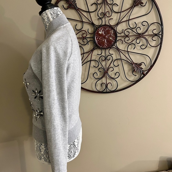 Banana Republic Gray Jeweled Zip-up Sweater (Size X-Small) - Picture 5 of 9